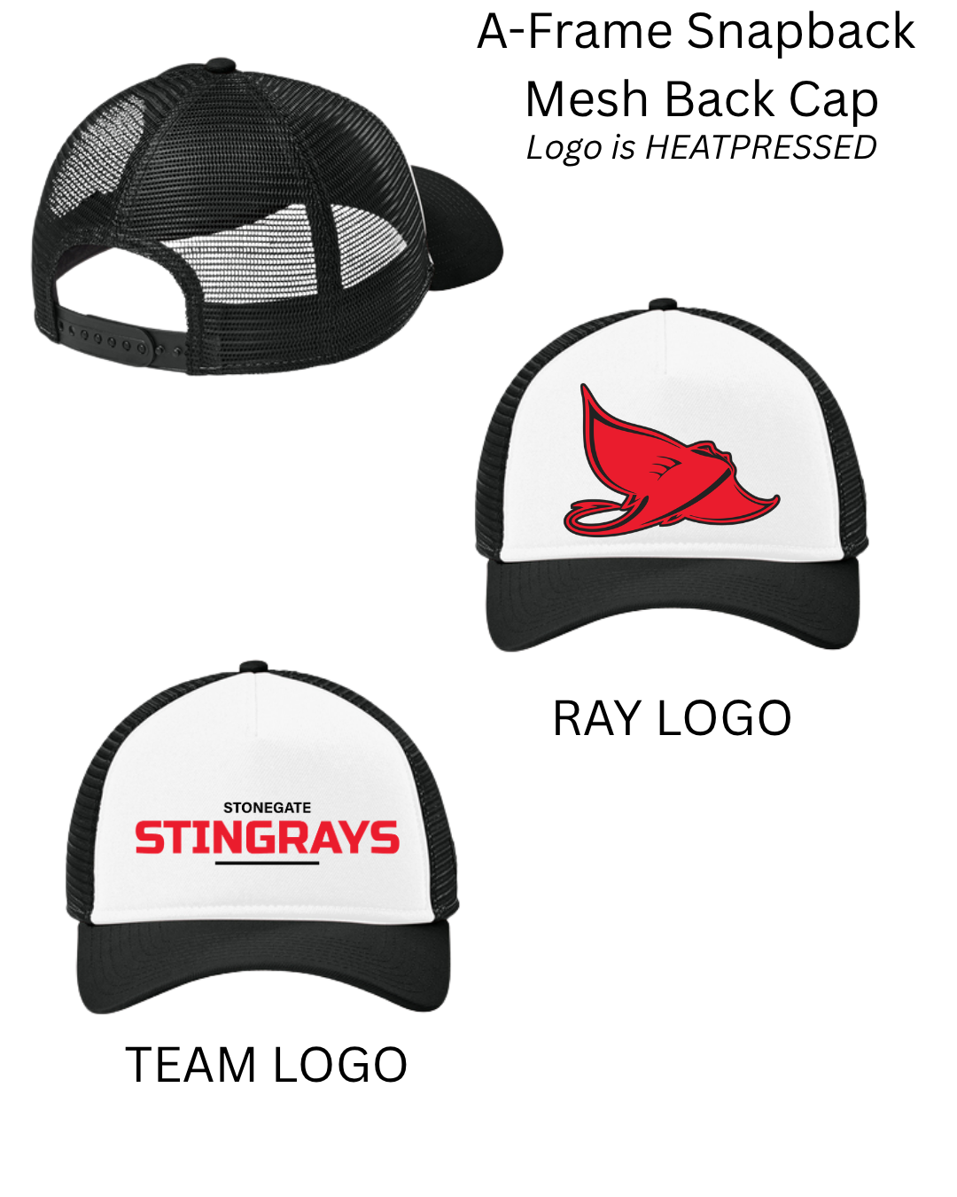 Stonegate Stingrays: Hat: A-Frame Snapback Mesh Back Cap