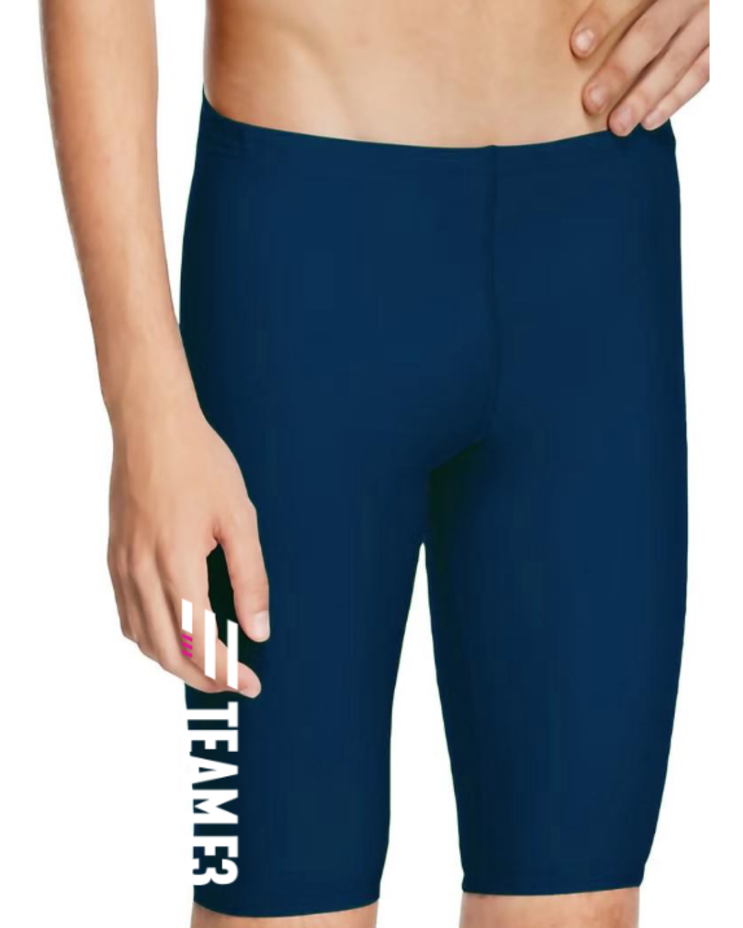 Team F3 Male Jammer Navy Vertical Logo