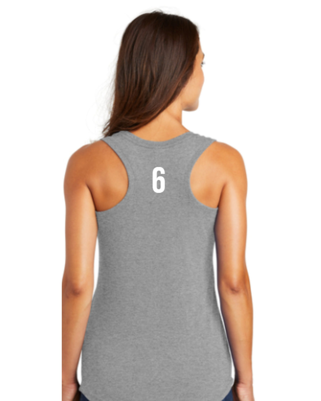 Clovis East High School Ladies Active Racerback Tank Top Grey Frost