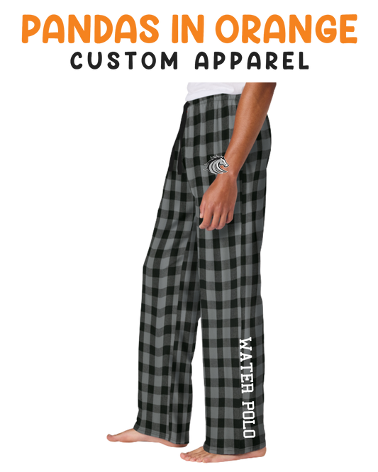 Stockdale High School Flannel Pants Grey/ Black Buffalo Check Water Polo Logo