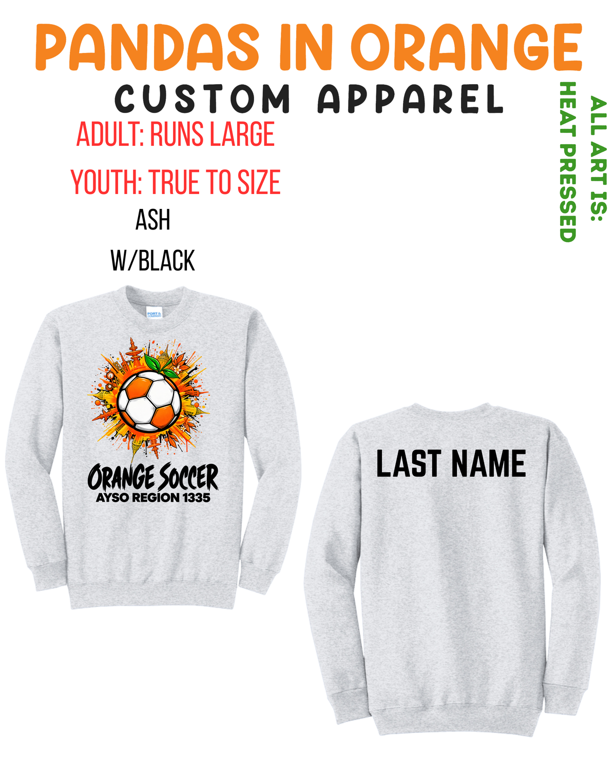 ORANGE SOCCER ADULT Crewneck