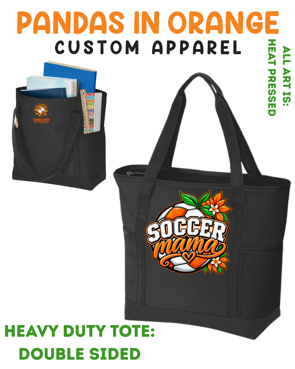 ORANGE SOCCER Heavy Duty Tote