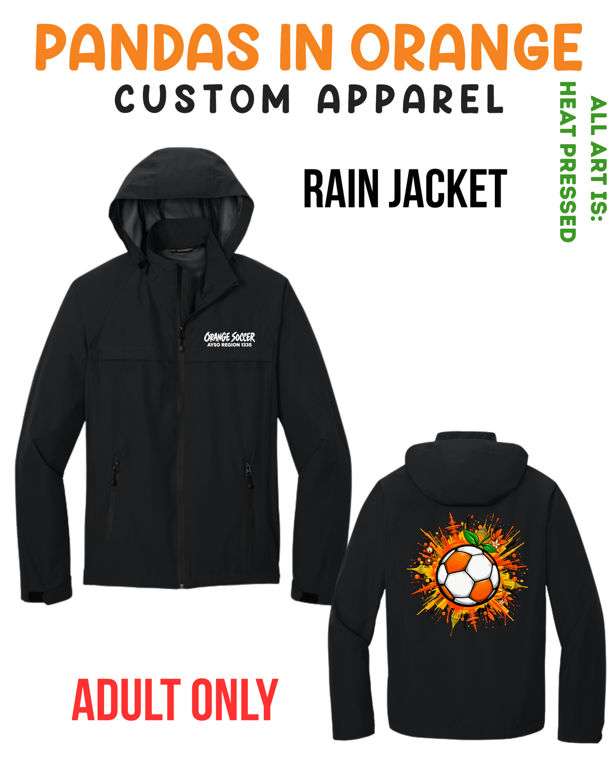 ORANGE SOCCER ADULT Rain Jacket