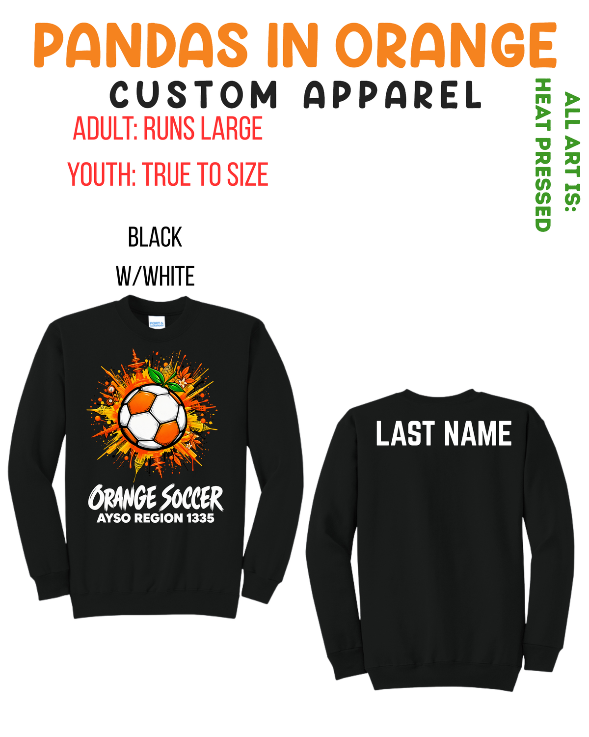 ORANGE SOCCER ADULT Crewneck