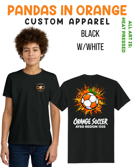 ORANGE SOCCER BLACK T-SHIRTS - YOUTH