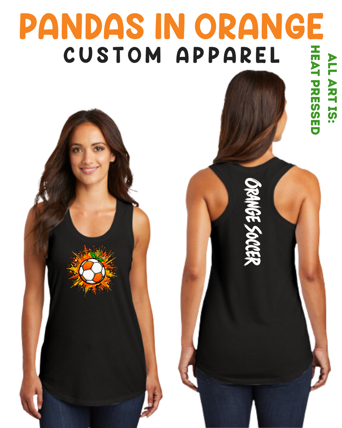 ORANGE SOCCER Ladies Casual Racerback Tank Top