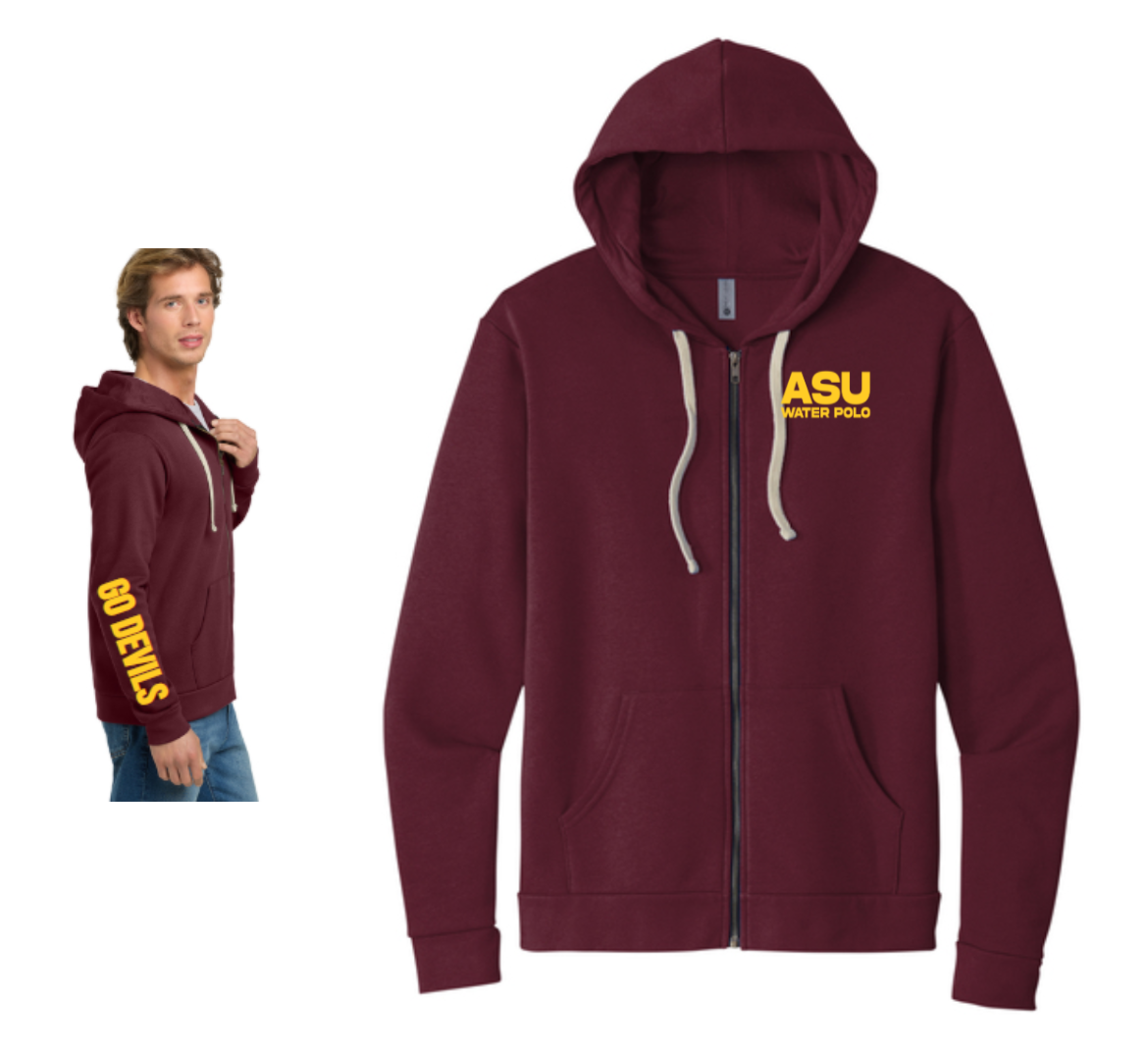 ASU WATER POLO YOUTH Full Zip Hoodie: Maroon