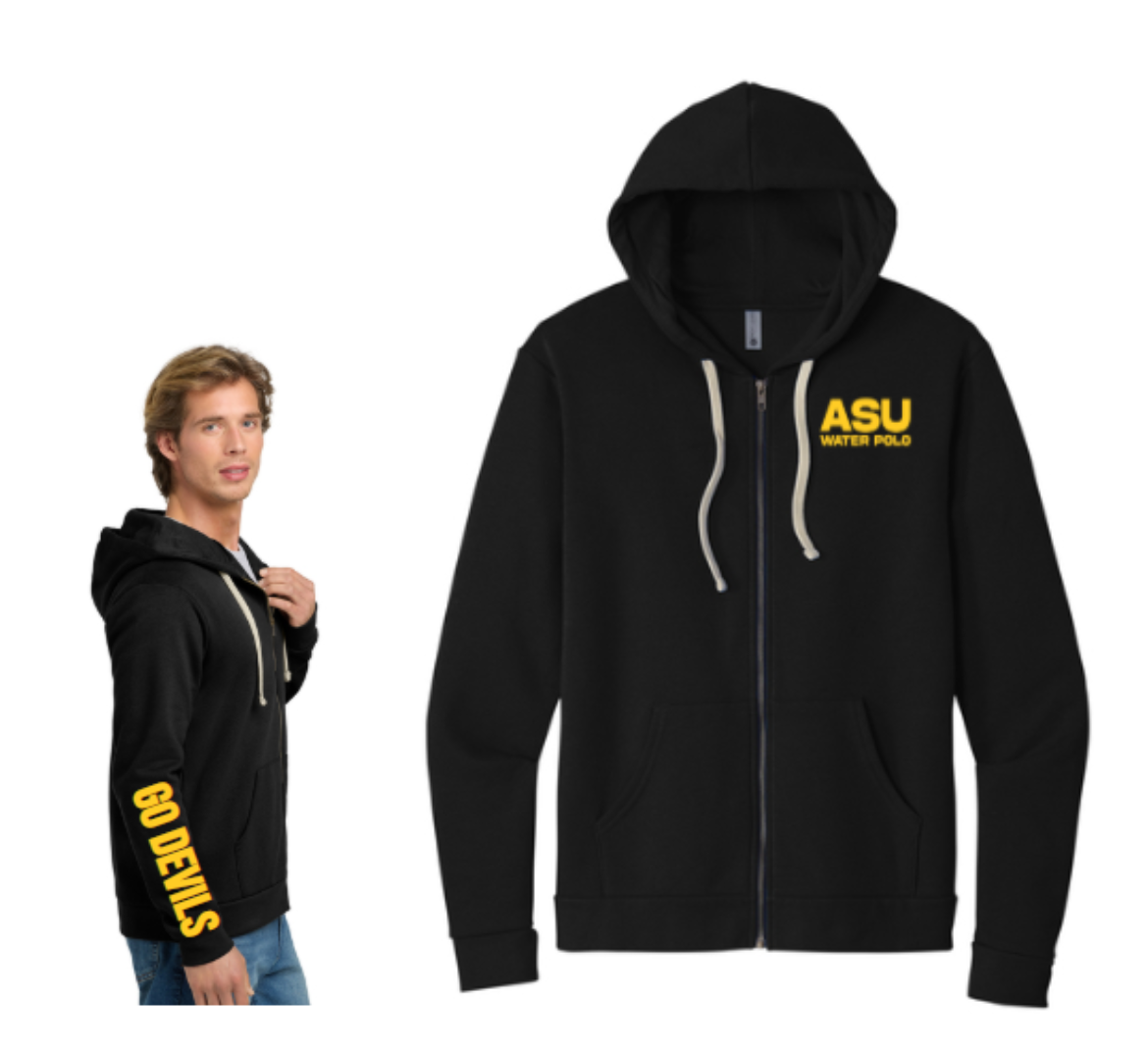 ASU WATER POLO Adult Full Zip Hoodie: Black