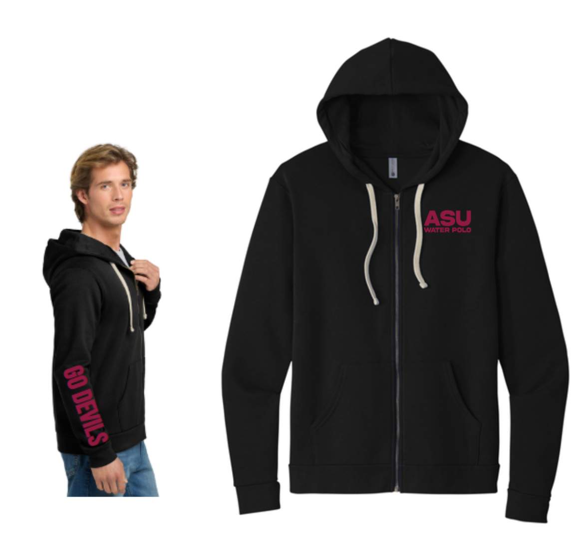 ASU WATER POLO Adult Full Zip Hoodie: Black