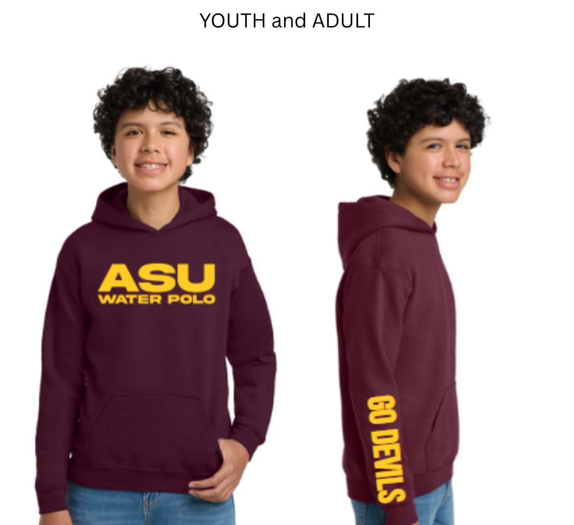 ASU WATER POLO Adult Hoodie: Maroon