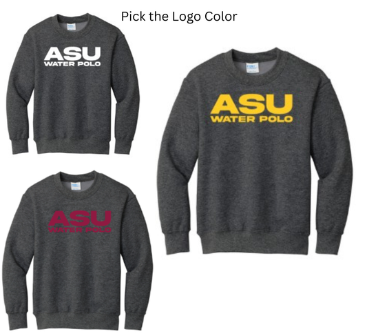 ASU WATER POLO Adult Crewneck: Dark Heather Gray
