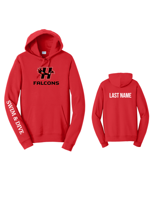 Falcons Swim & Dive Unisex Adult Hoodie RED COLLECTION