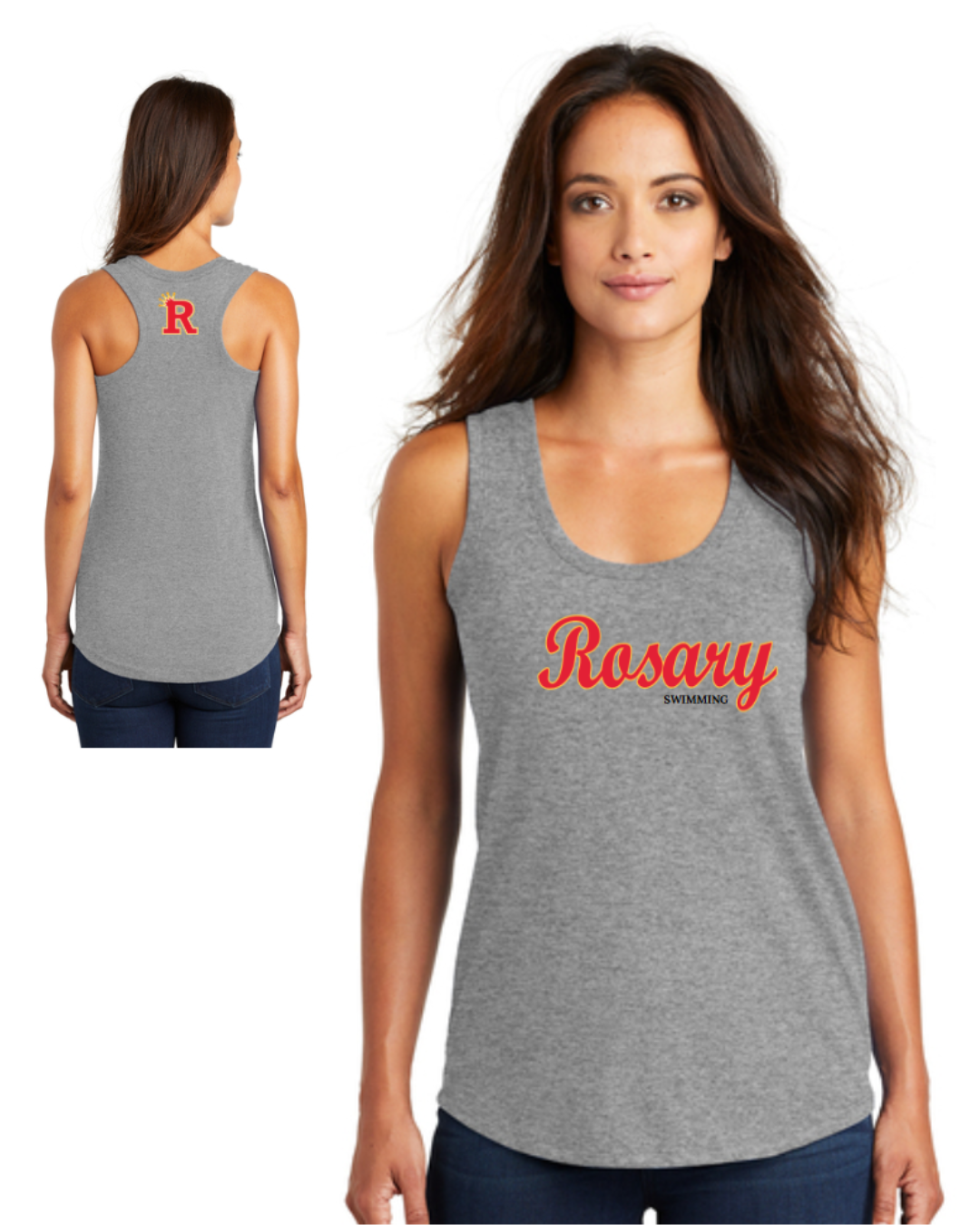 Rosary Academy Swimming Ladies Casual Racerback Tank Top