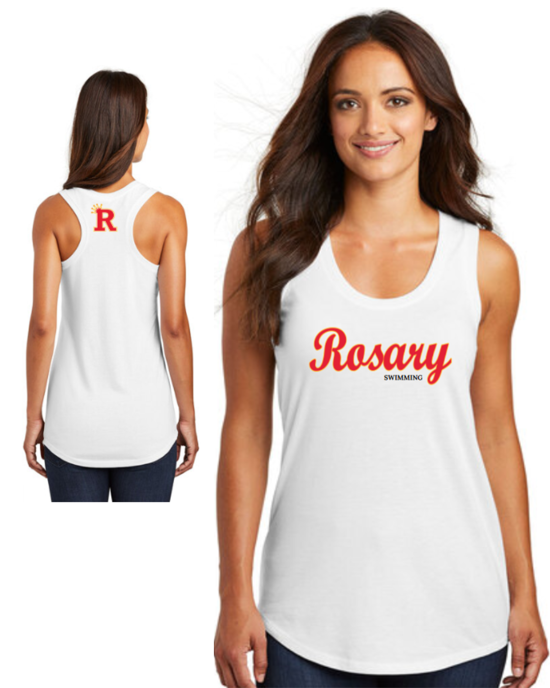 Rosary Academy Swimming Ladies Casual Racerback Tank Top