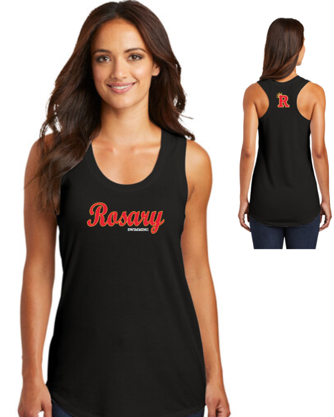 Rosary Academy Swimming Ladies Casual Racerback Tank Top