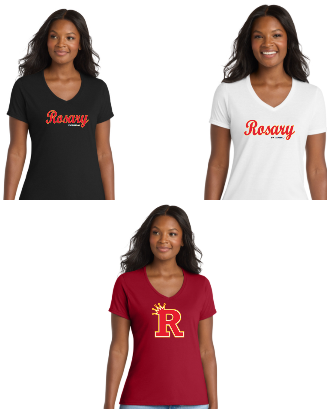 Rosary Academy Swimming Female V Neck – Pandas In Orange