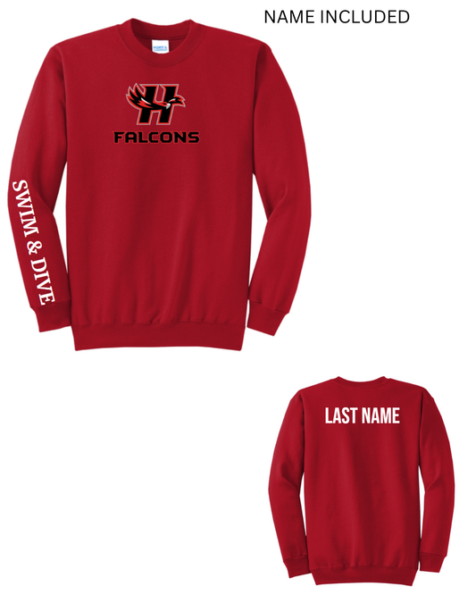 Falcons Swim & Dive Crewneck RED SHIRT COLLECTION