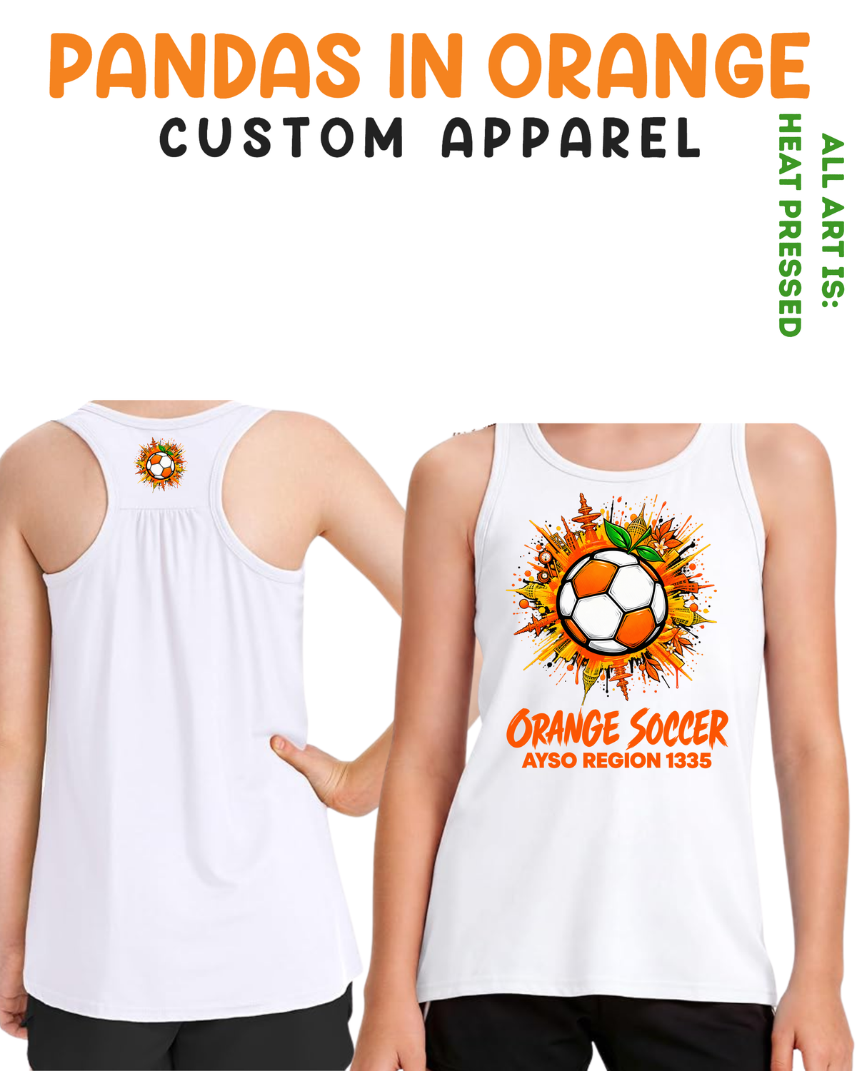 ORANGE SOCCER Girls Tank Top YOUTH
