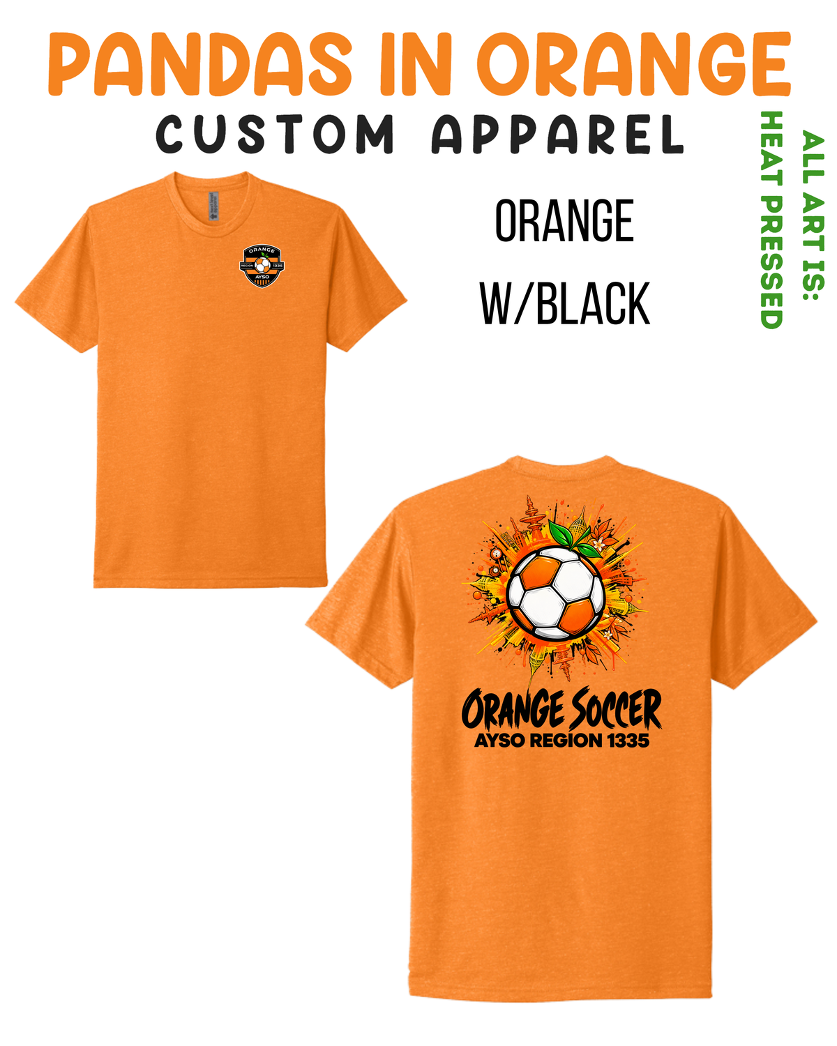 ORANGE SOCCER ADULT ORANGE T-SHIRTS