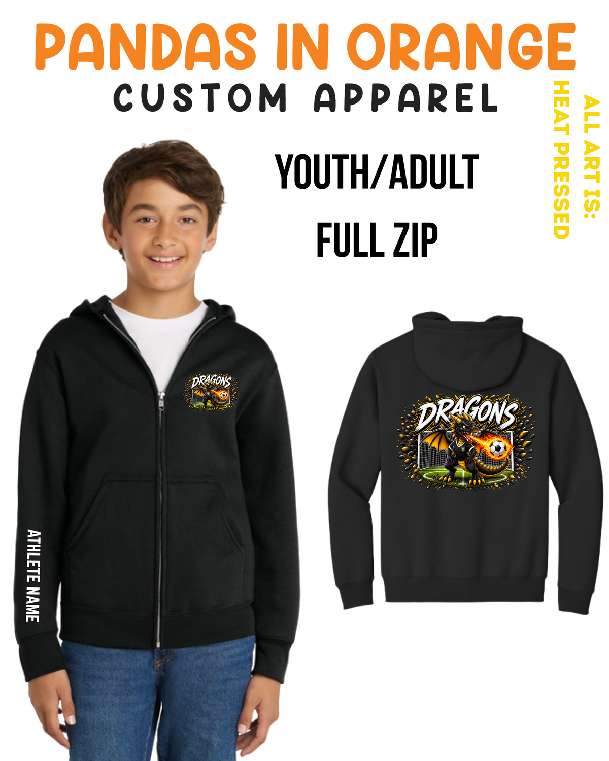 Dragons SOCCER  Full Zip Hoodie YOUTH