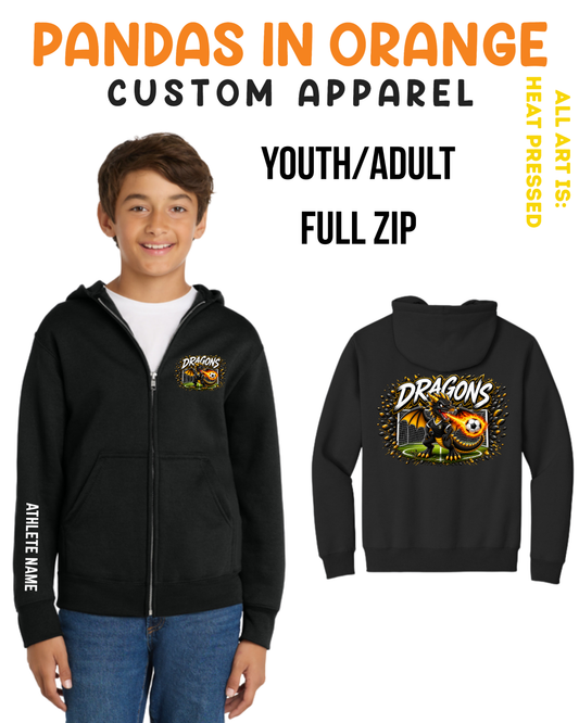 Dragons SOCCER  Full Zip Hoodie YOUTH