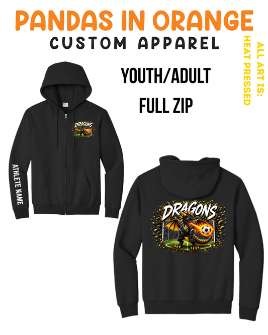 Dragons SOCCER ADULT Full Zip Hoodie
