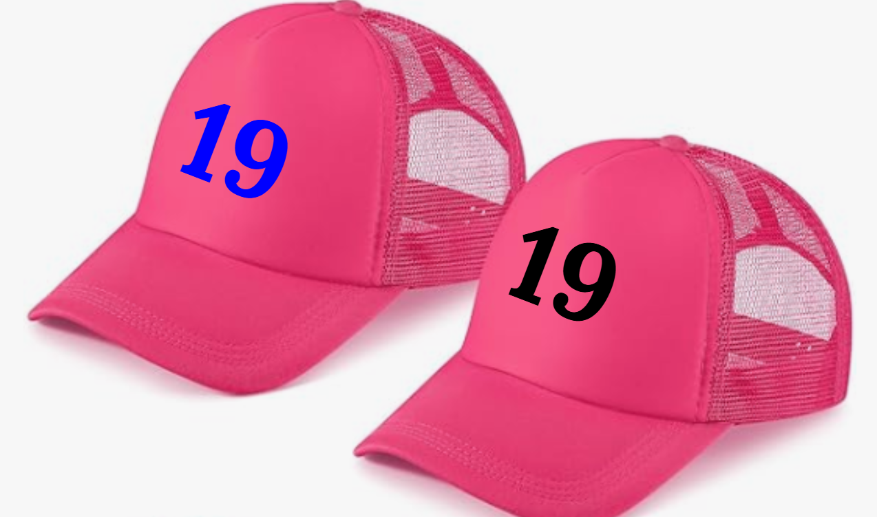 FOAM Hat With Number:  HOT PINK