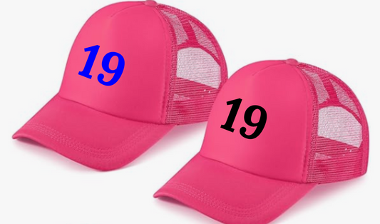 FOAM Hat With Number:  HOT PINK