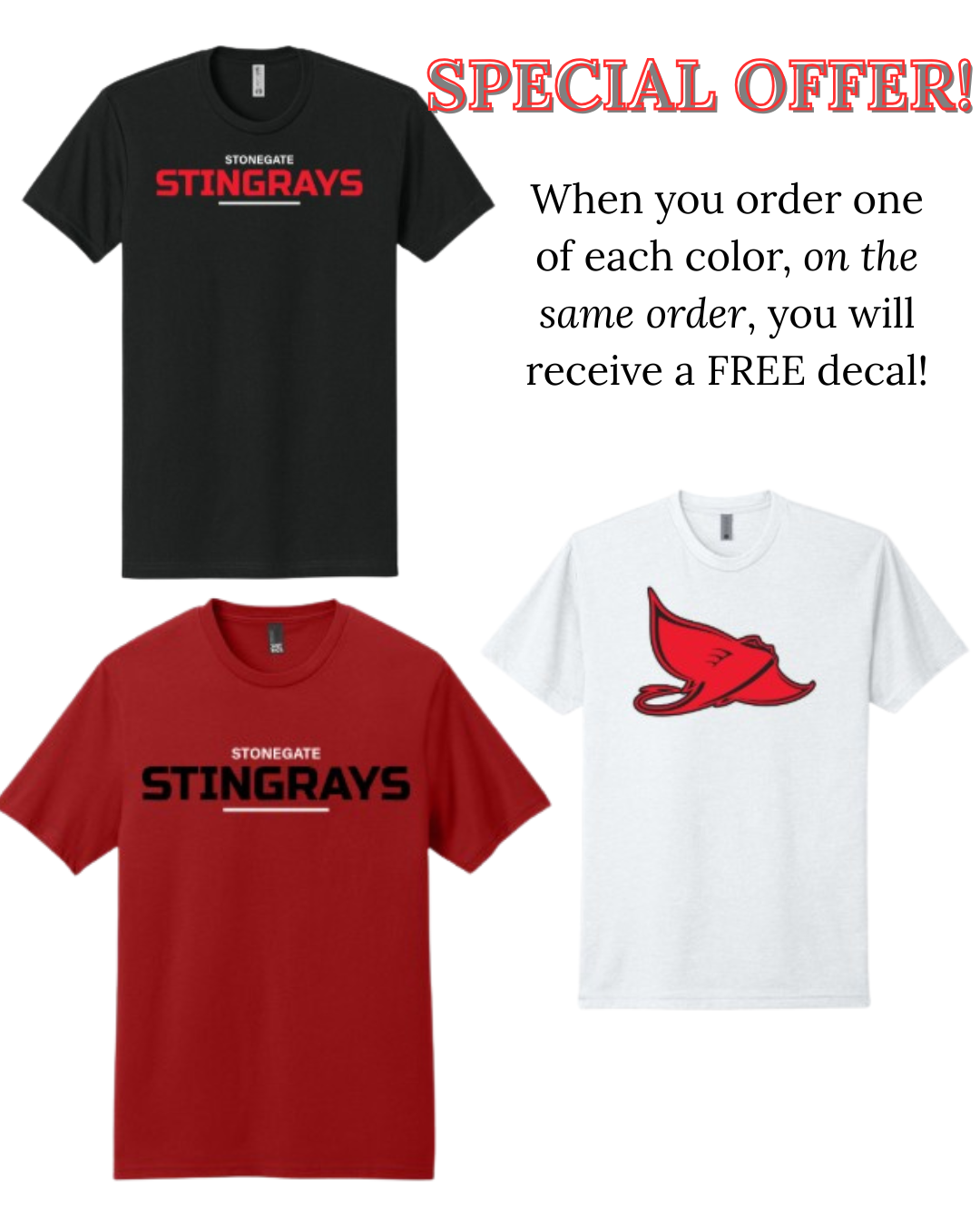Stonegate Stingrays Adult Team Shirts