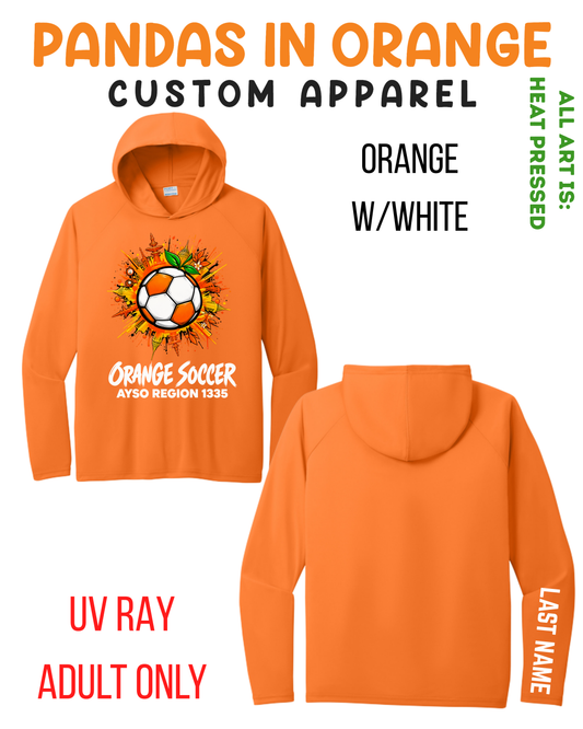 ORANGE SOCCER ADULT Hooded UV Long Sleeve