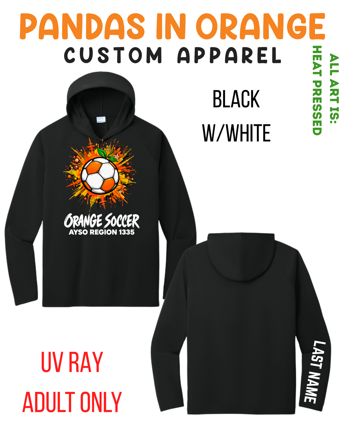 ORANGE SOCCER ADULT Hooded UV Long Sleeve