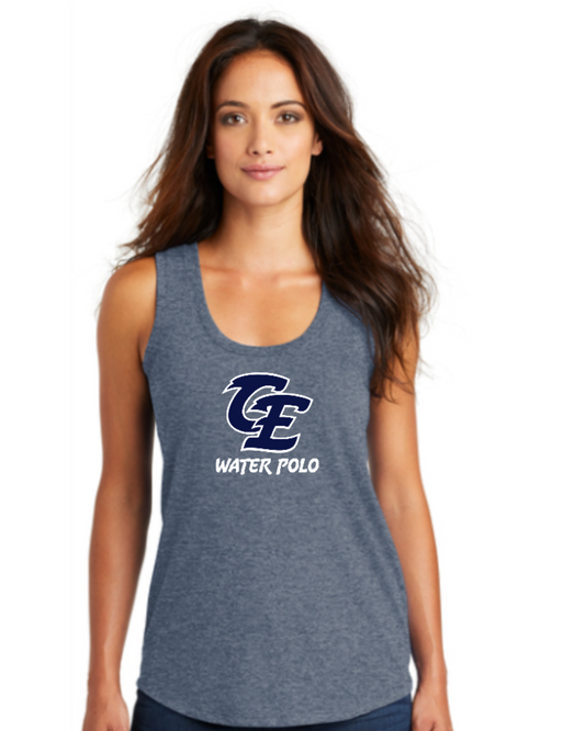 Clovis East High School Ladies Active Racerback Tank Top Navy Frost