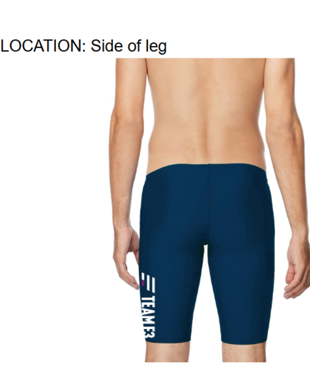 Team F3 Male Jammer Navy Vertical Logo