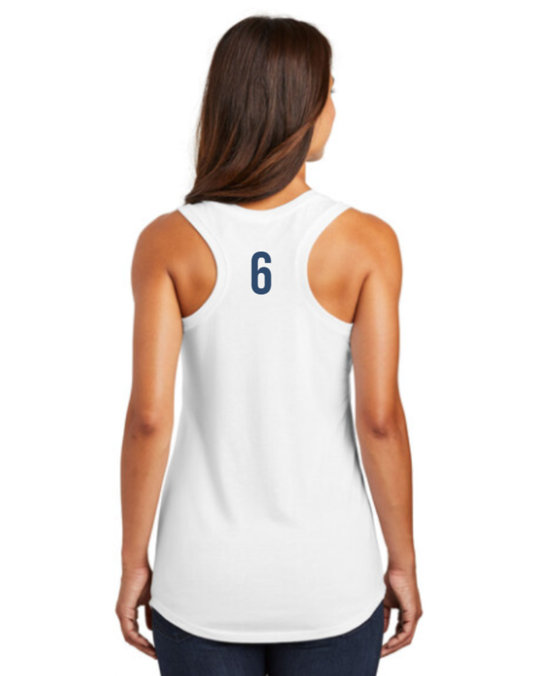 Clovis East High School Ladies Active Racerback Tank Top White