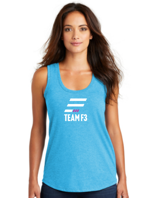Team F3 Tri Team  Ladies Active Racerback Tank Top Turquoise Frost