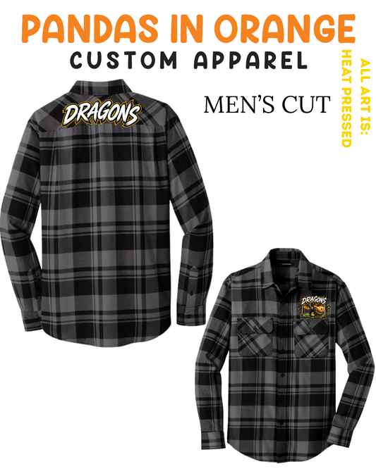 Dragons Soccer Male Plaid Flannel Shirt