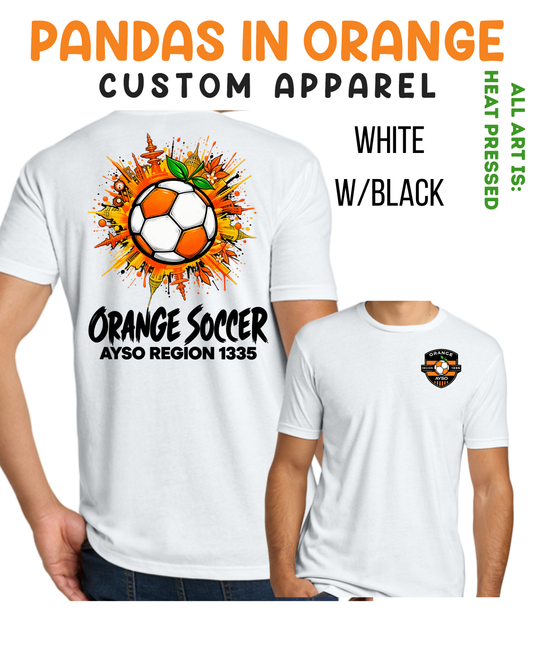 ORANGE SOCCER ADULT WHITE T-SHIRTS