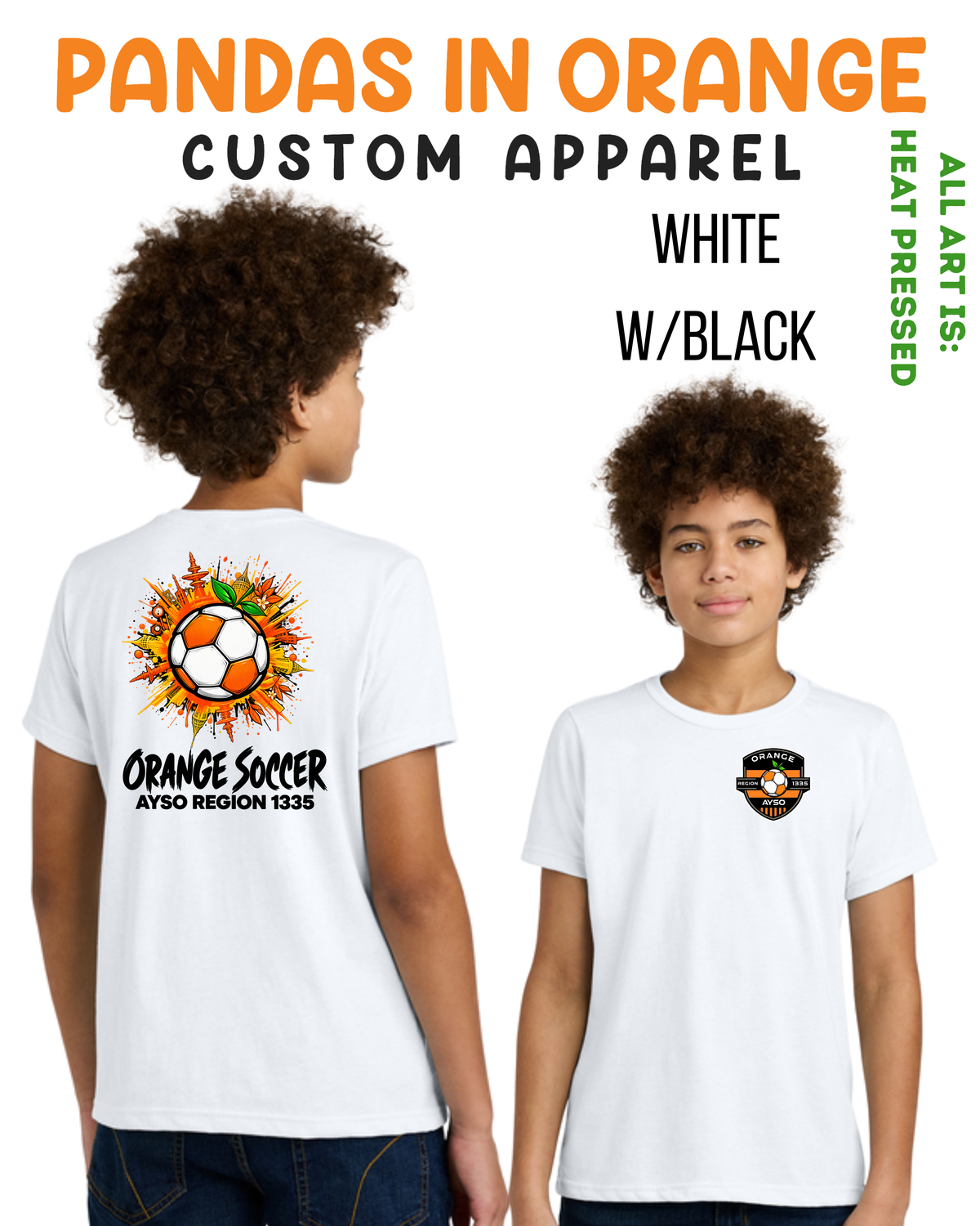 ORANGE SOCCER WHITE T-SHIRTS - YOUTH