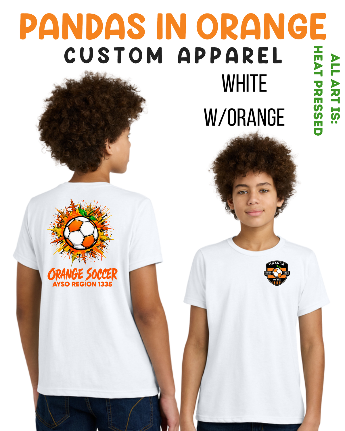 ORANGE SOCCER WHITE T-SHIRTS - YOUTH